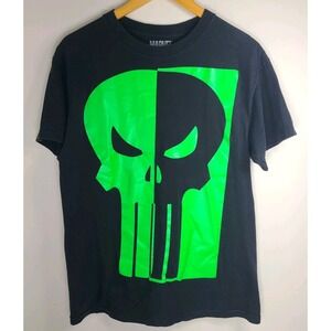 Marvel The Punisher T-Shirt Size Med Neon Green Skull Graphic Mad Engine